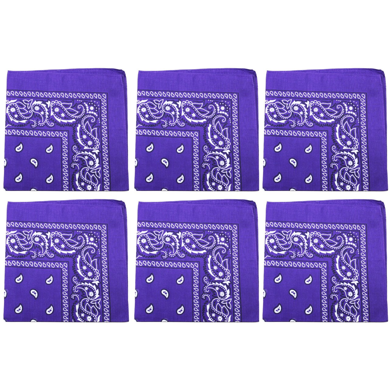 6 Pack Cotton Paisley Bandanas Multi-Purpose Accessories Everyday Use
